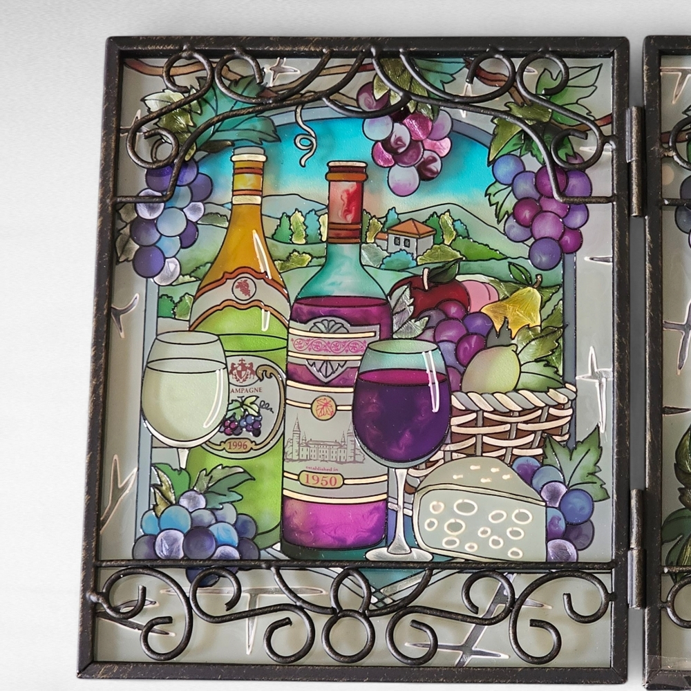 AMIA Hand Painted Glass Wine Vineyard Picture Frame 3" x 4" - Picture 2 of 12